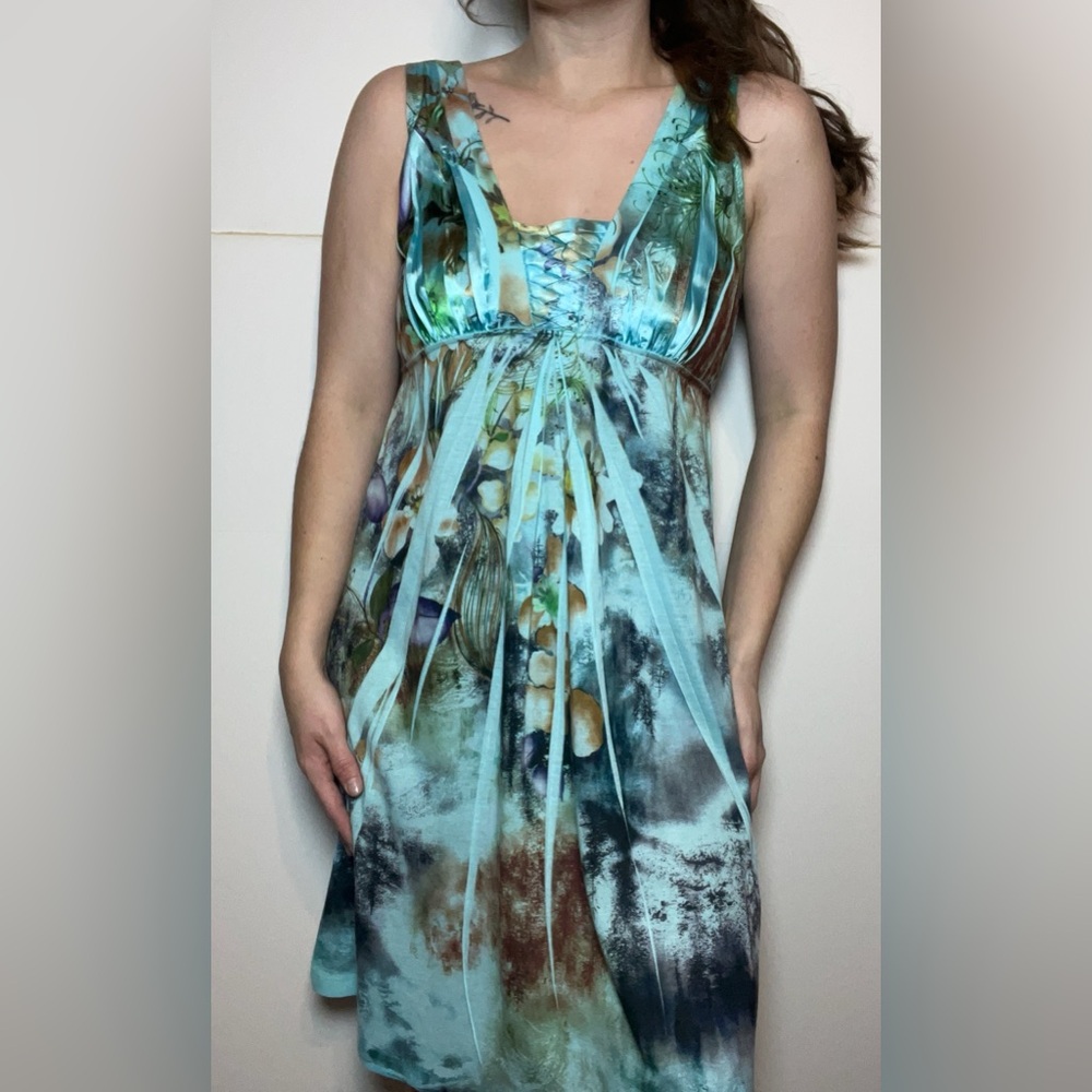 Bleu Loungé Y2K Fairycore Boho Midi Dress • Made in USA • S
